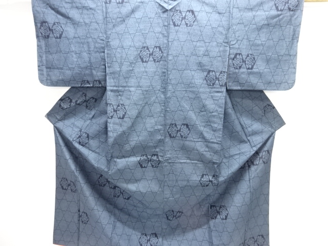 JAPANESE KIMONO / ANTIQUE KIMONO / SILK / TSUMUGI / WOVEN FLOWER